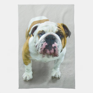 Bulldog Painting - Cute Original Hund Art Kökshandduk