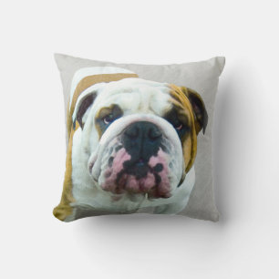 Bulldog Painting - Cute Original Hund Art Kudde