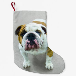 Bulldog Painting - Cute Original Hund Art Liten Julstrumpa