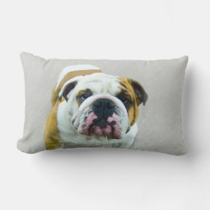 Bulldog Painting - Cute Original Hund Art Lumbarkudde