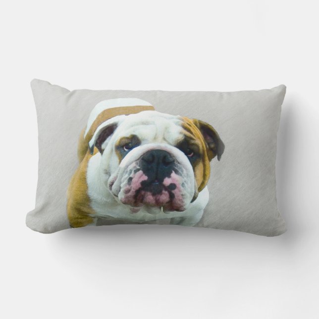 Bulldog Painting - Cute Original Hund Art Lumbarkudde (Framsida)