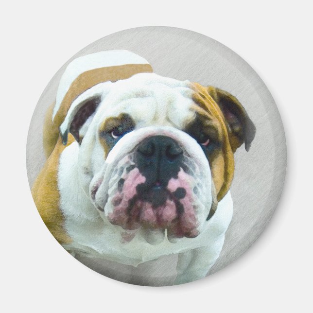 Bulldog Painting - Cute Original Hund Art Magnet (Framsidan)