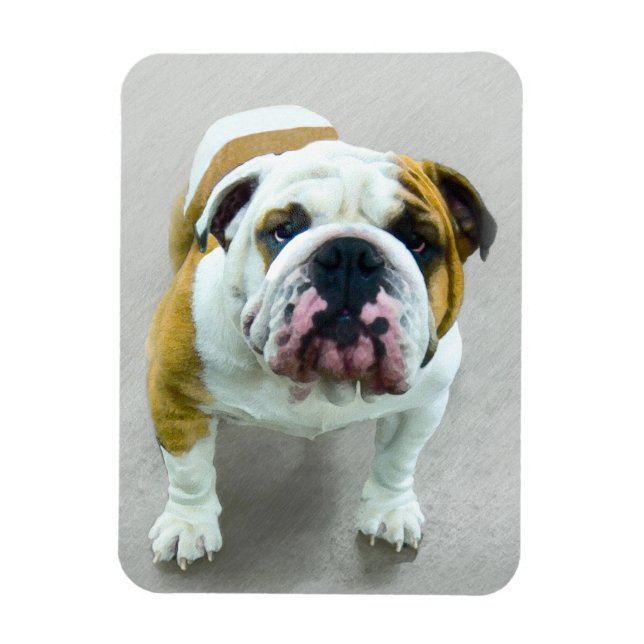 Bulldog Painting - Cute Original Hund Art Magnet (Vertikal)