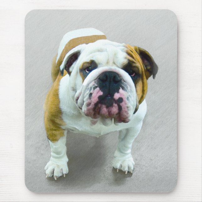 Bulldog Painting - Cute Original Hund Art Musmatta (Framsidan)