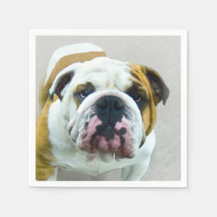 Bulldog Painting - Cute Original Hund Art Pappersservett
