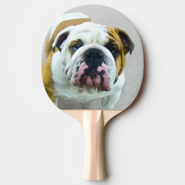 Bulldog Painting - Cute Original Hund Art Pingisracket (Framsidan)
