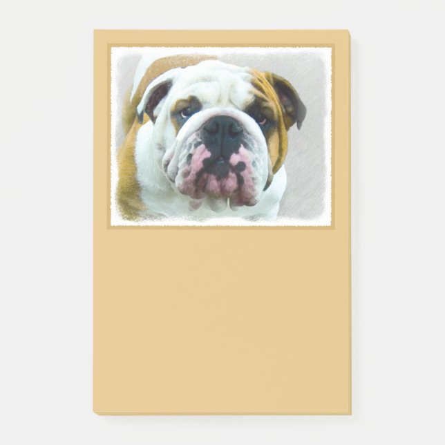 Bulldog Painting - Cute Original Hund Art Post-it Block (Framsida)