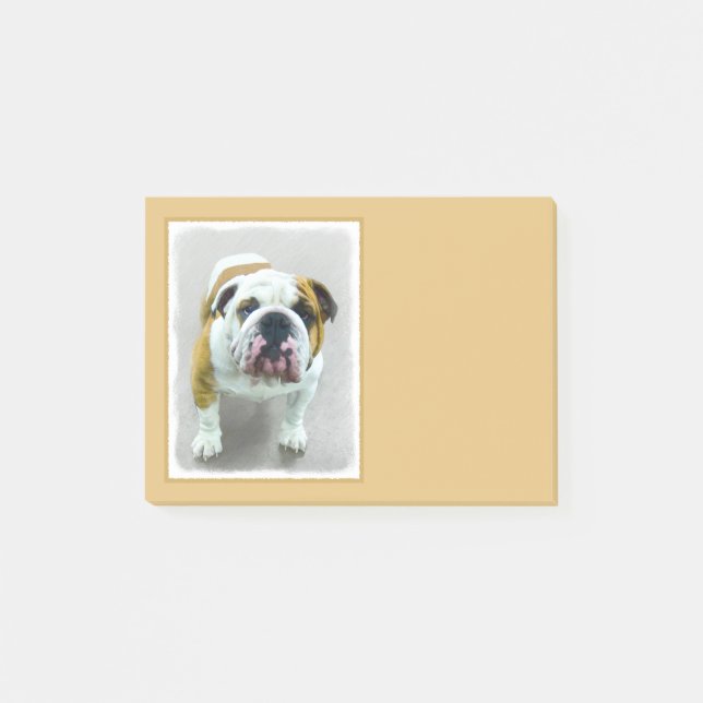 Bulldog Painting - Cute Original Hund Art Post-it Block (Framsida)