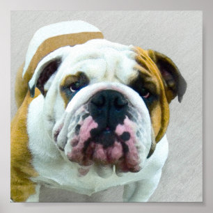 Bulldog Painting - Cute Original Hund Art Poster