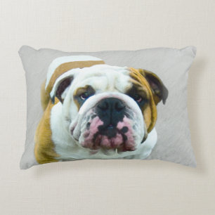 Bulldog Painting - Cute Original Hund Art Prydnadskudde