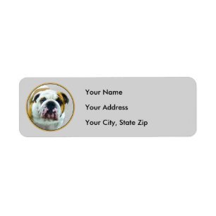 Bulldog Painting - Cute Original Hund Art Returadress Etikett