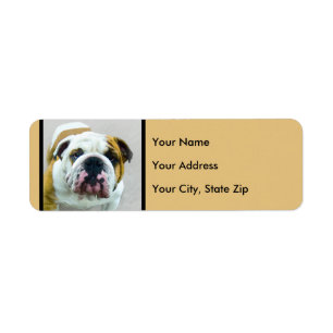 Bulldog Painting - Cute Original Hund Art Returadress Etikett