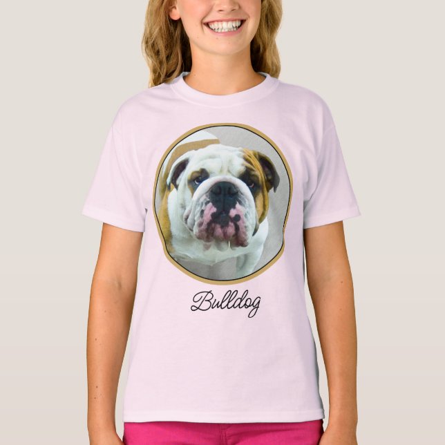 Bulldog Painting - Cute Original Hund Art T-Shirt (Framsida)