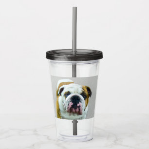 Bulldog Painting - Cute Original Hund Art Take Away Mugg