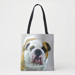 Bulldog Painting - Cute Original Hund Art Tygkasse