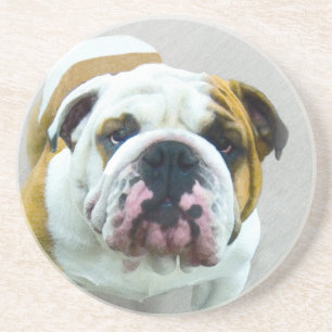 Bulldog Painting - Cute Original Hund Art Underlägg
