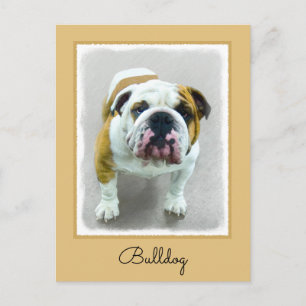 Bulldog Painting - Cute Original Hund Art Vykort