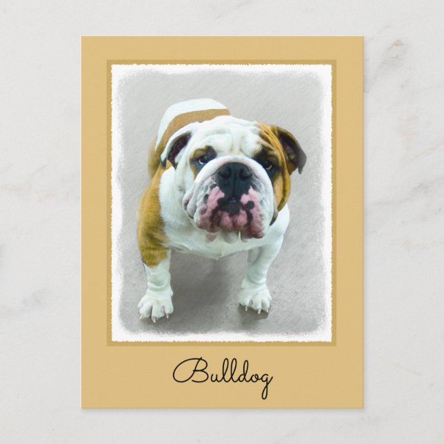 Bulldog Painting - Cute Original Hund Art Vykort (Framsida)