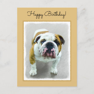Bulldog Painting - Cute Original Hund Art Vykort