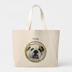 Bulldog Painting Red and White English Pet Hund Ar Jumbo Tygkasse