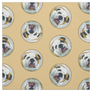 Bulldog Painting Red and White English Pet Hund Ar Tyg