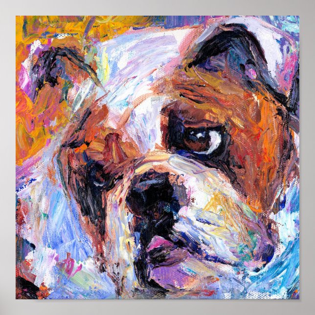 bulldog painting svetlana novikova canvas print poster (Framsidan)