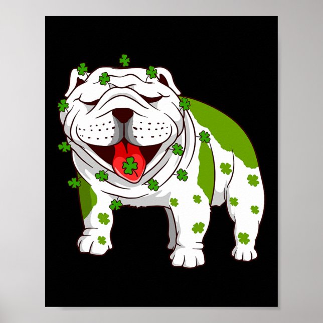 Bulldog Pajamas Shamrock St patrick's day Poster (Framsidan)