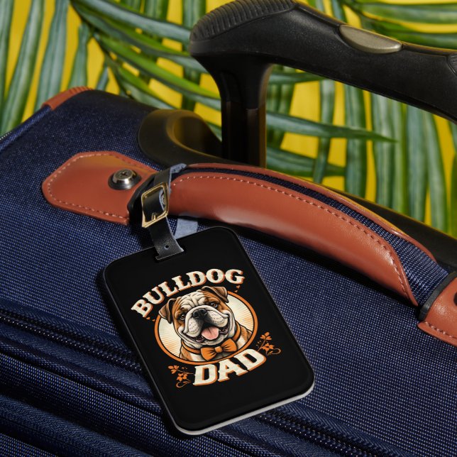 Bulldog Papa – Söt Vintage Bulldog Fadersdag Bagagebricka (Framsida Insitu 1)
