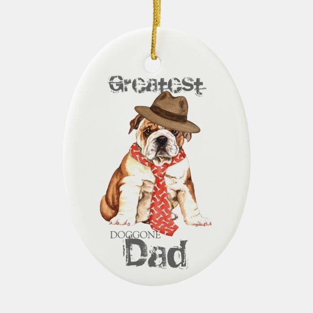 Bulldog Pappa Ceramic Ornament (Framsidan)
