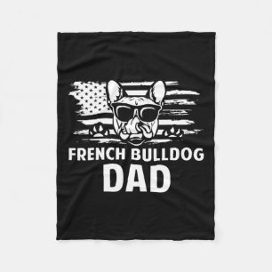 Bulldog Pappa Frenchie Älskare Gift Hundägare Fleecefilt