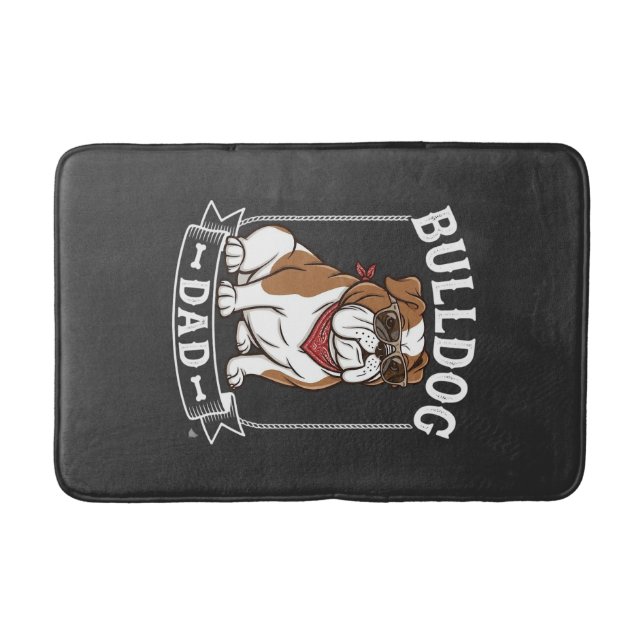 Bulldog Pappa Hund Solglasögon Bandana Badrumsmatta (Framsidan)