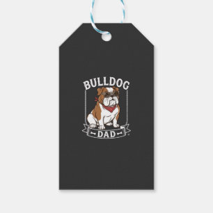 Bulldog Pappa Hund Solglasögon Bandana Presentetikett