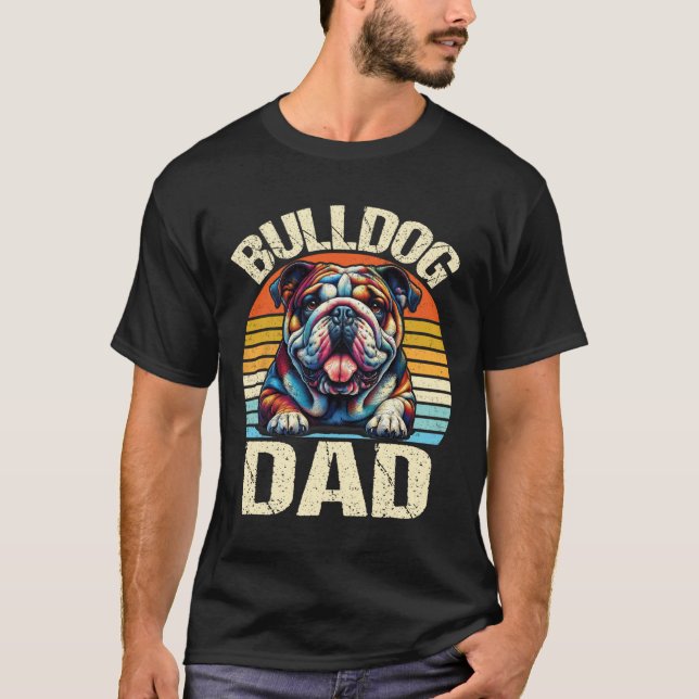 Bulldog Pappa Hundälskare Pappa Fars Dag  T Shirt (Framsida)