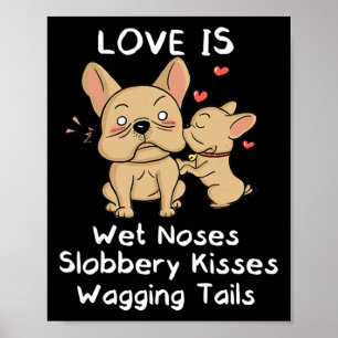 Bulldog Pappa och Son Kisses Kärlek min Hund som s Poster