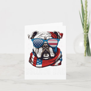 Bulldog Pappa Usa Flagga 4:e Juli Hundpappa Kort