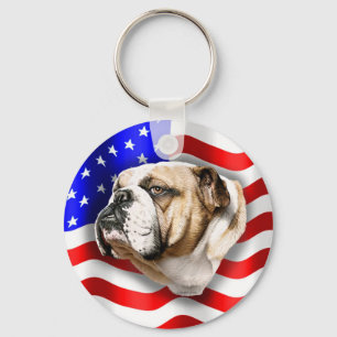 Bulldog Patriot US Flagga Nyckelring