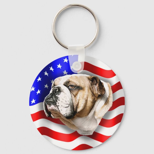 Bulldog Patriot US Flagga Nyckelring (Framsida)