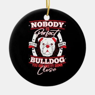 Bulldog Perfection Dog Love Julgransprydnad Keramik