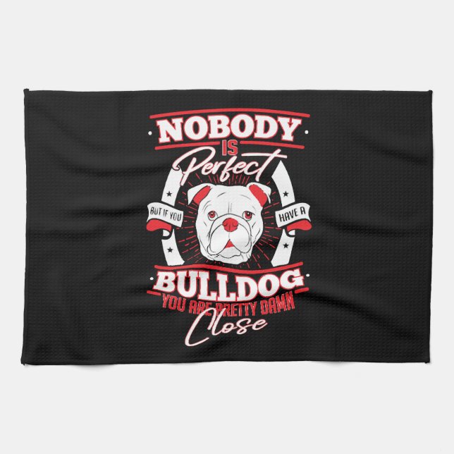 Bulldog Perfection Dog Love Kökshandduk (Horisontell)