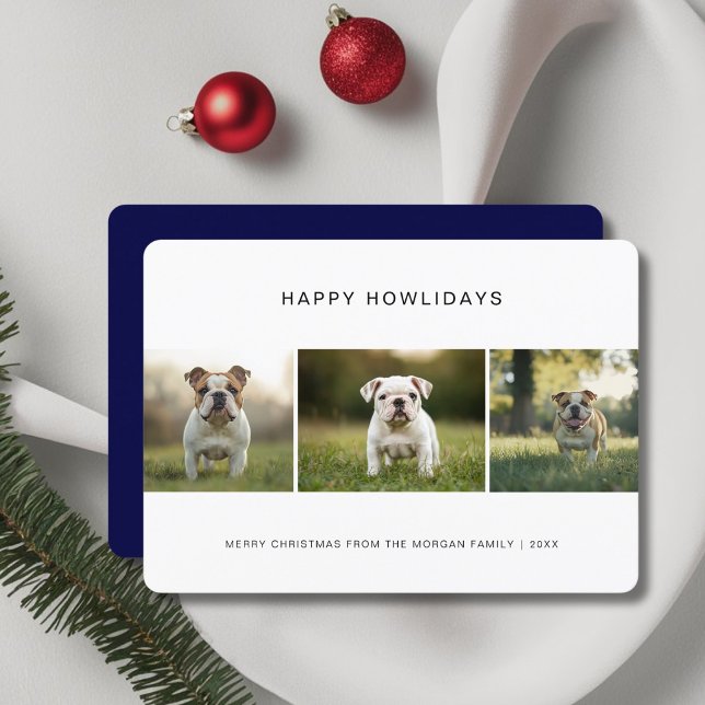Bulldog Pet jul Lycklig Howlidays Hund Photo Ho Julkort (Skapare uppladdad)