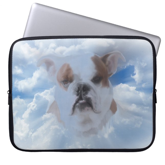 Bulldog Pet med Heaven Clouds Laptop Sleeve (Framsidan)