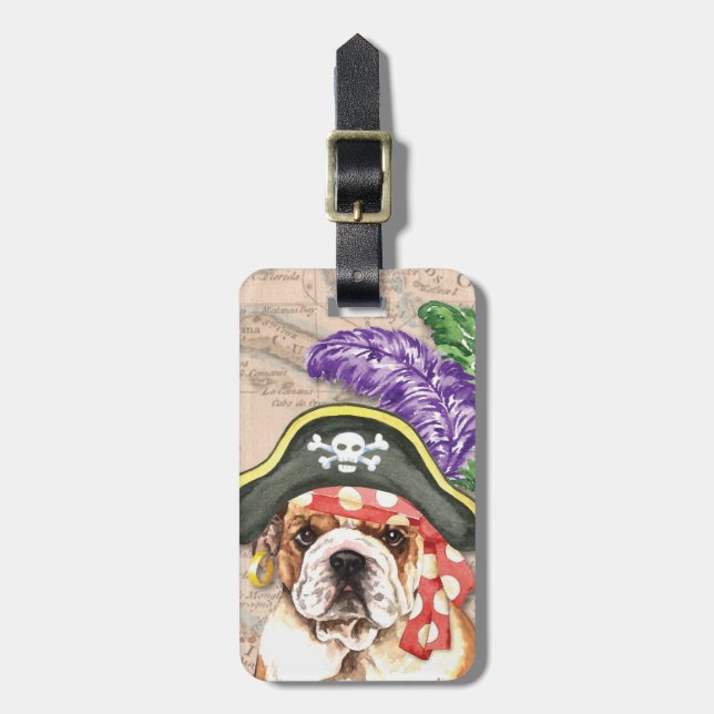 Bulldog Pirat Luggage Tag Bagagebricka (Vertikal Framsida)