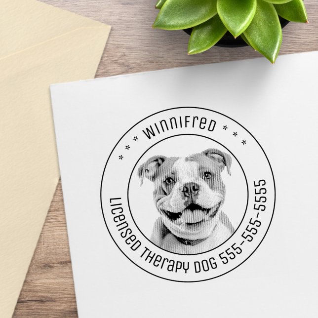 Bulldog Pit Bull Dog Pet Photo Round Stämpel (Skapare uppladdad)