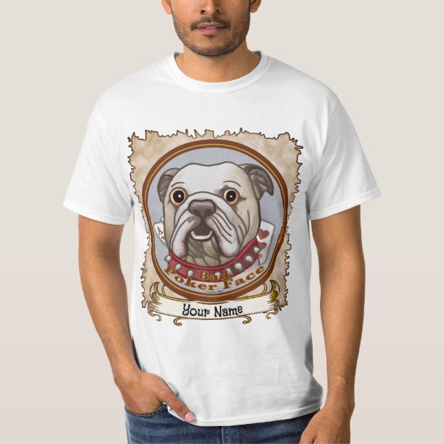 Bulldog Poker Ansikte T Shirt (Framsida)