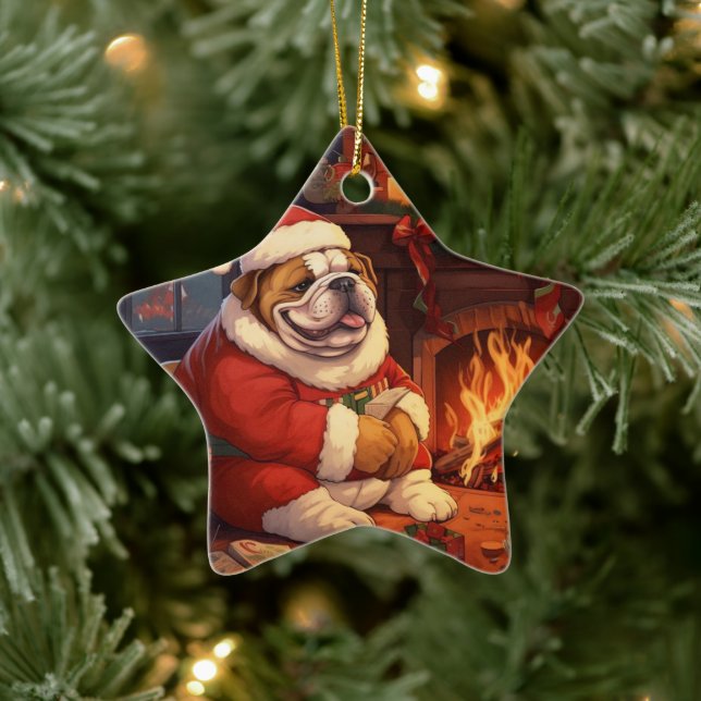 Bulldog Police Älskare Pet Ornament Memorial Gift (Träd)