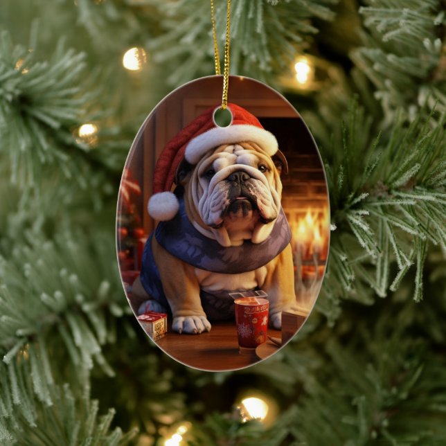 Bulldog Police Älskare Pet Ornament Memorial Gift (Träd)