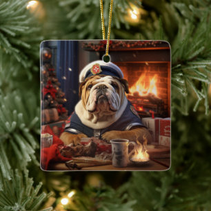 Bulldog Police Älskare Pet Ornament Memorial Gift