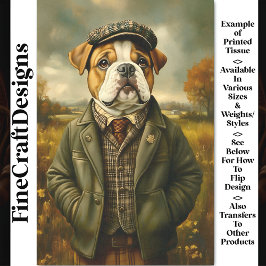 Bulldog Porträtt, Land Landscape2 Decoupage,