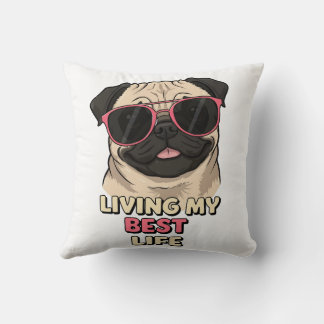 Bulldog Pug Vibes som lever mitt bästa liv Kudde