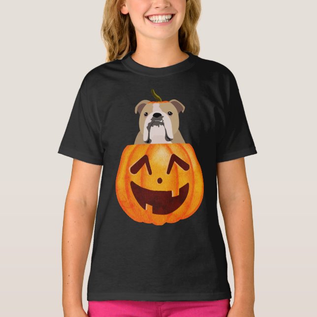 Bulldog Pumpkin T-Shirt (Framsida)